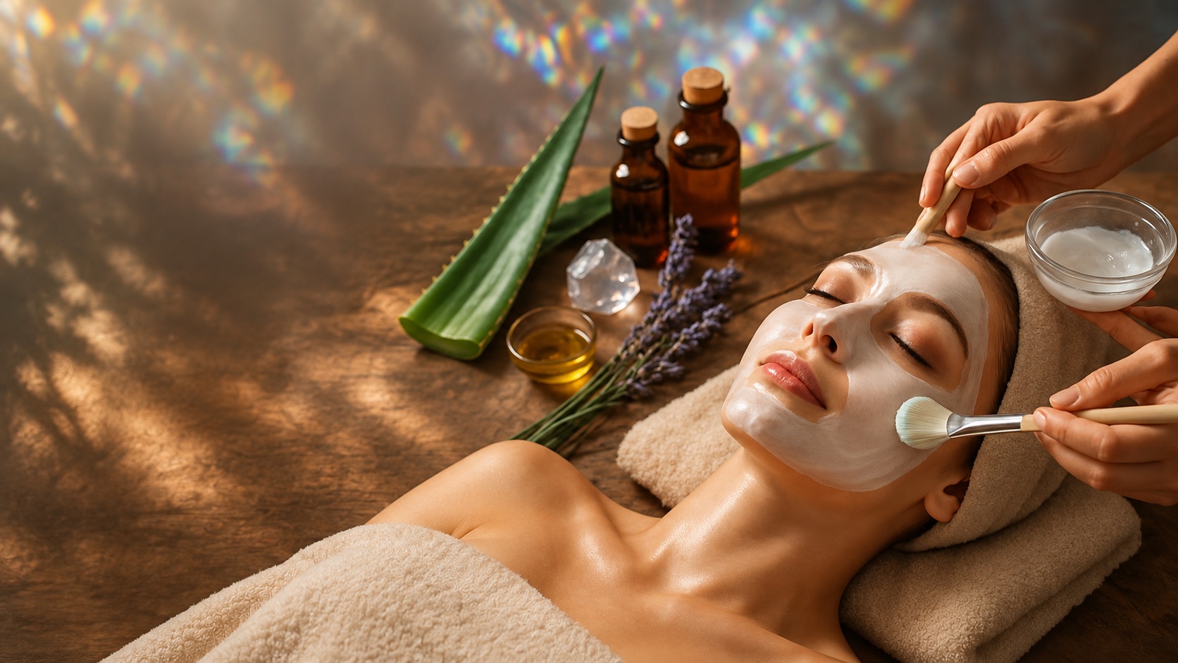 Facial mask application during a customized facial