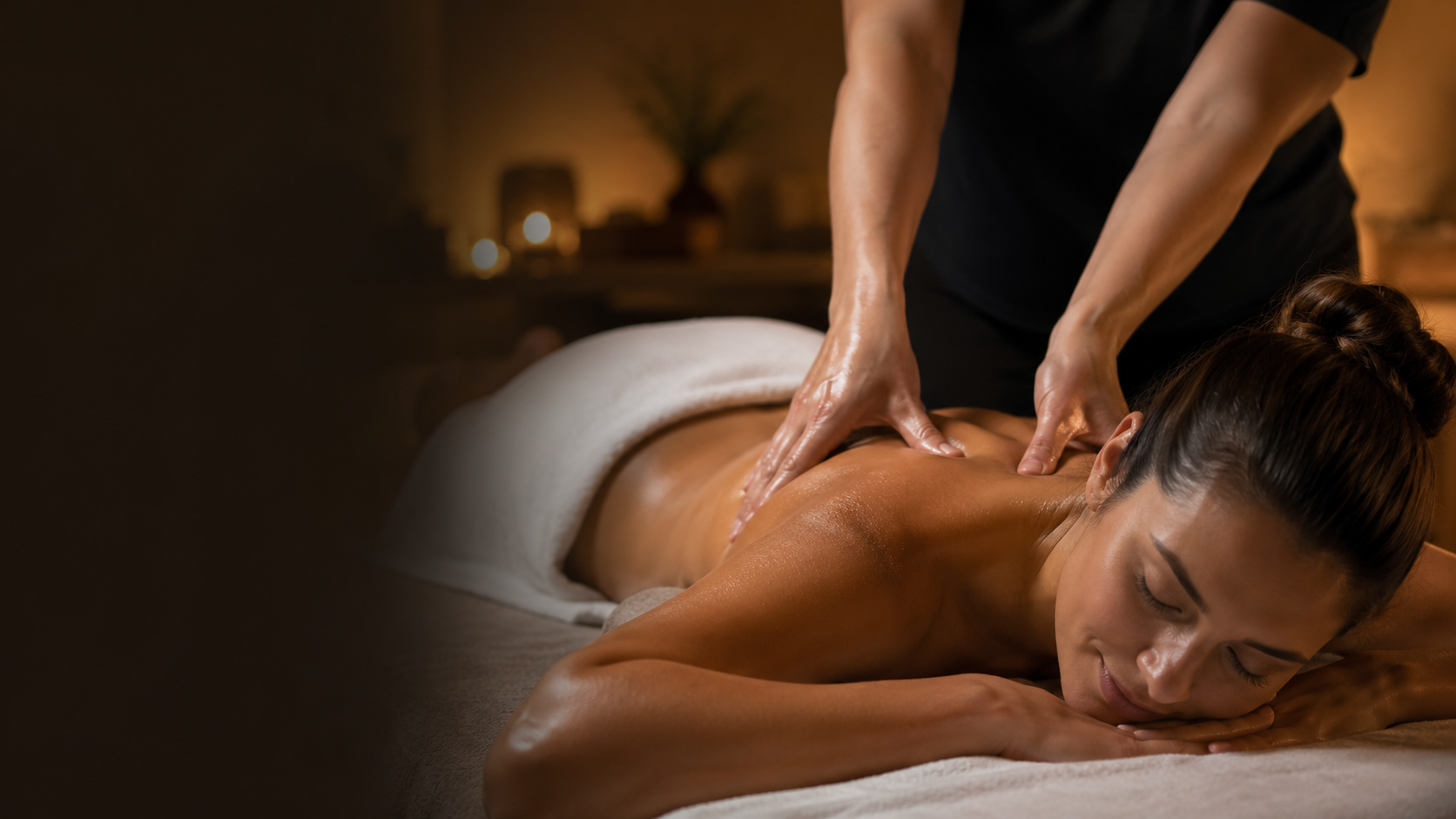 Neck and shoulder massage during a relaxing head therapy visit