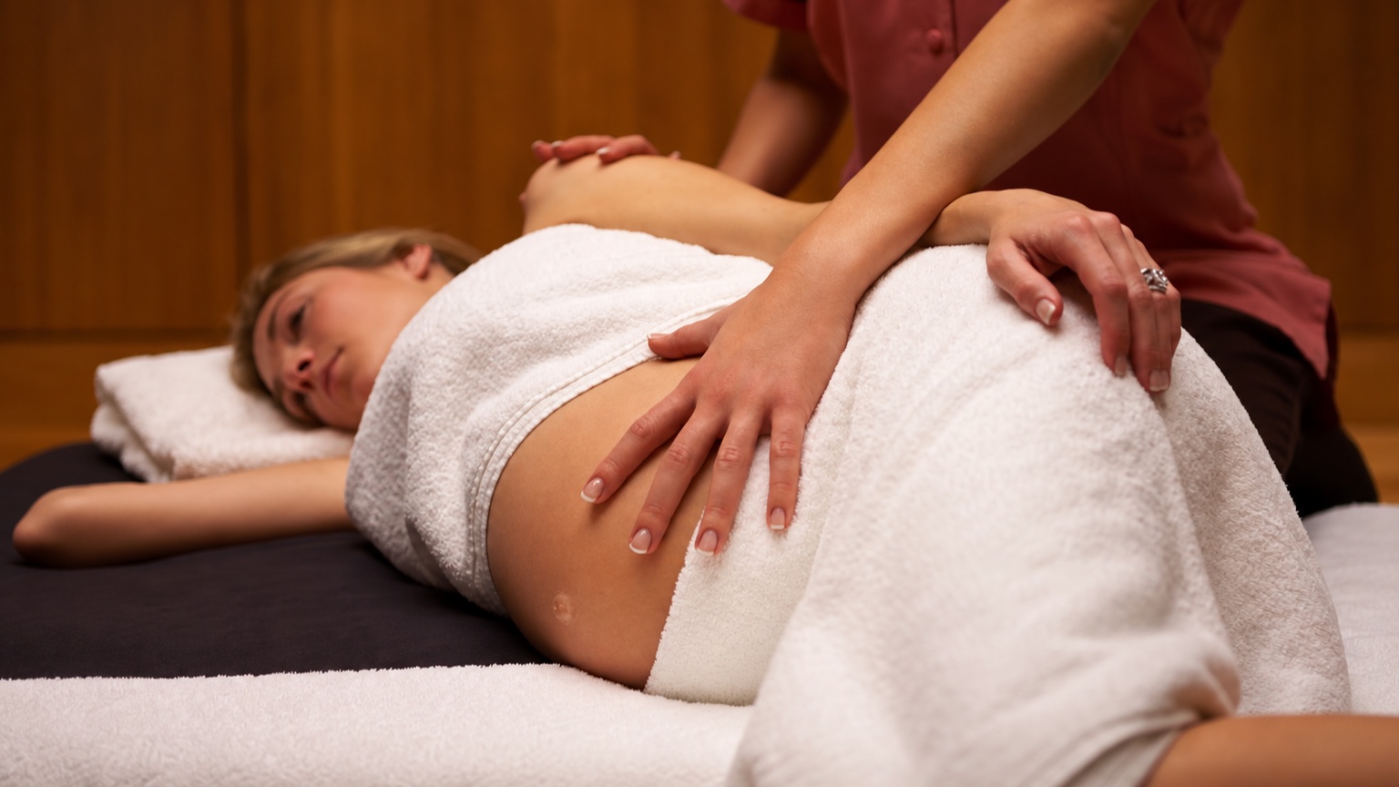 Supportive side-lying prenatal massage