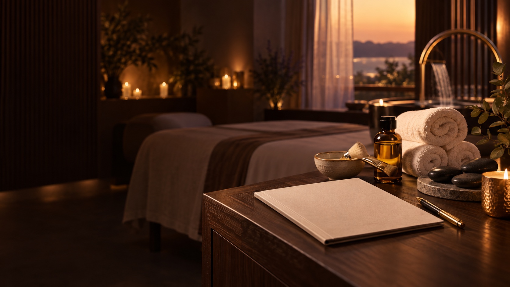Spa service menu with massage, facial and Head Spa details